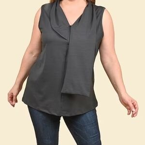 Tamsy Gray Sleeveless Top-Size LG NWT